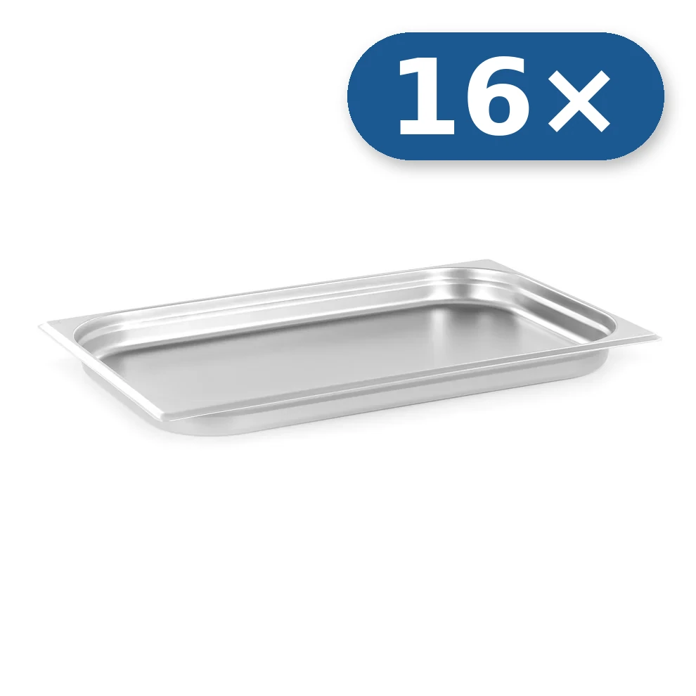 16× Stainless steel tray GN 1/1 40 mm for LEO-030
