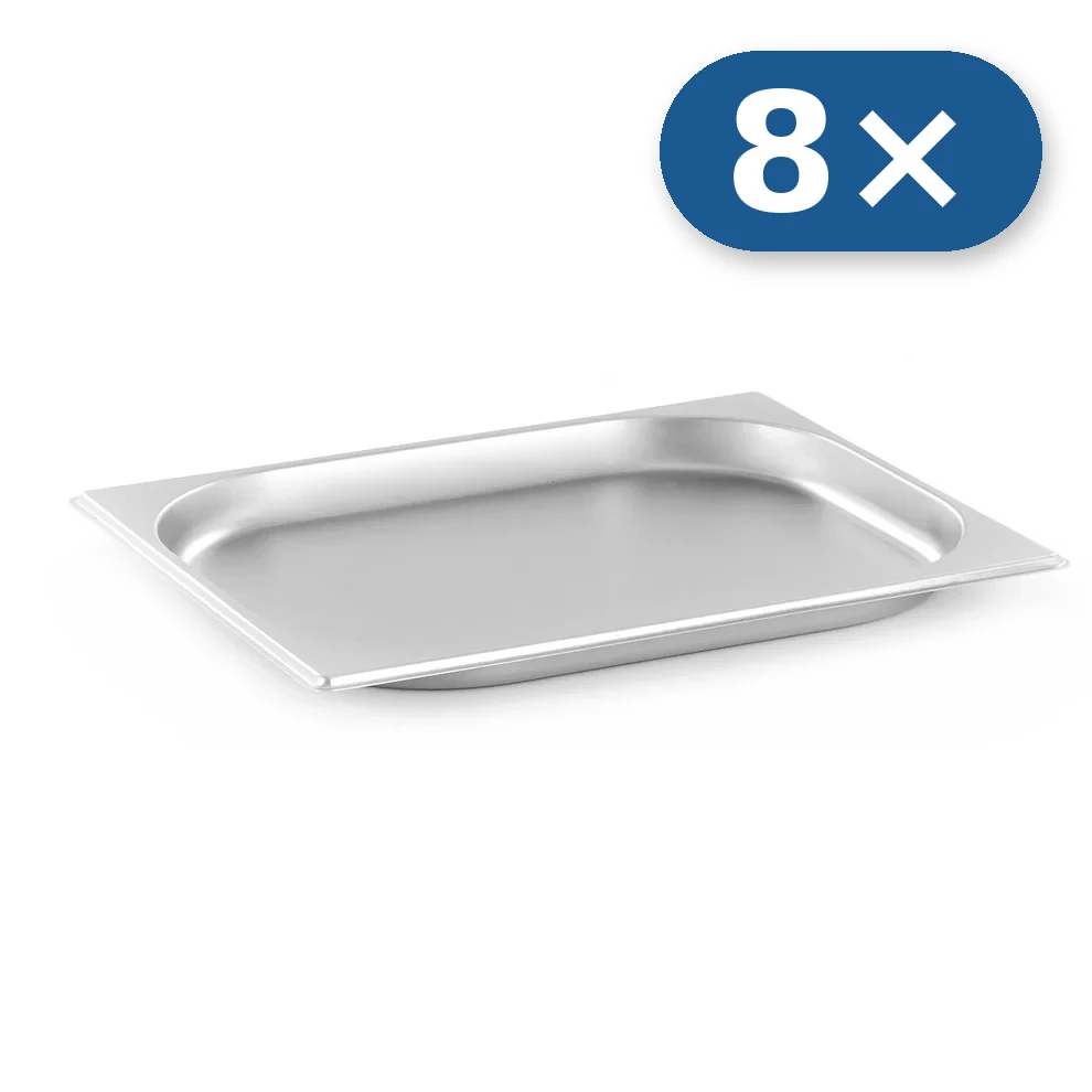 8× Stainless steel tray GN 1/2 20 mm for LEO-004L