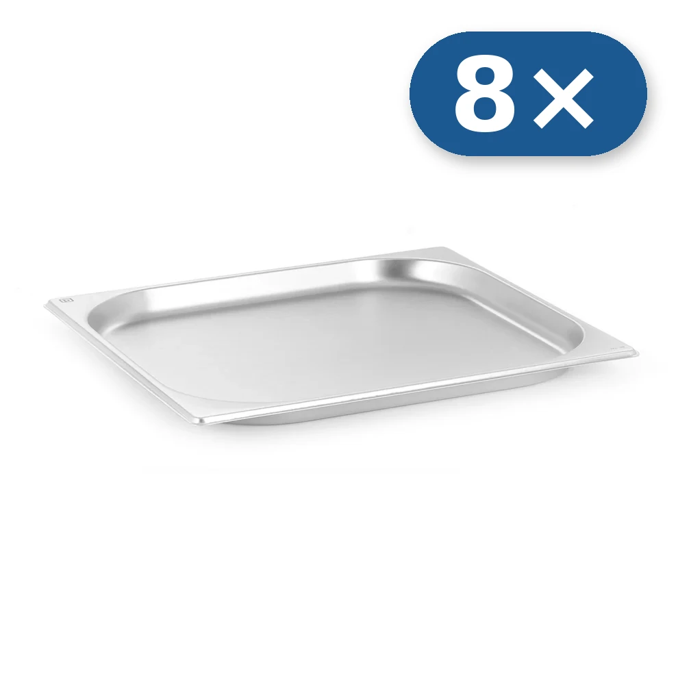 8× Stainless steel tray GN 2/3 20 mm for LEO-007L