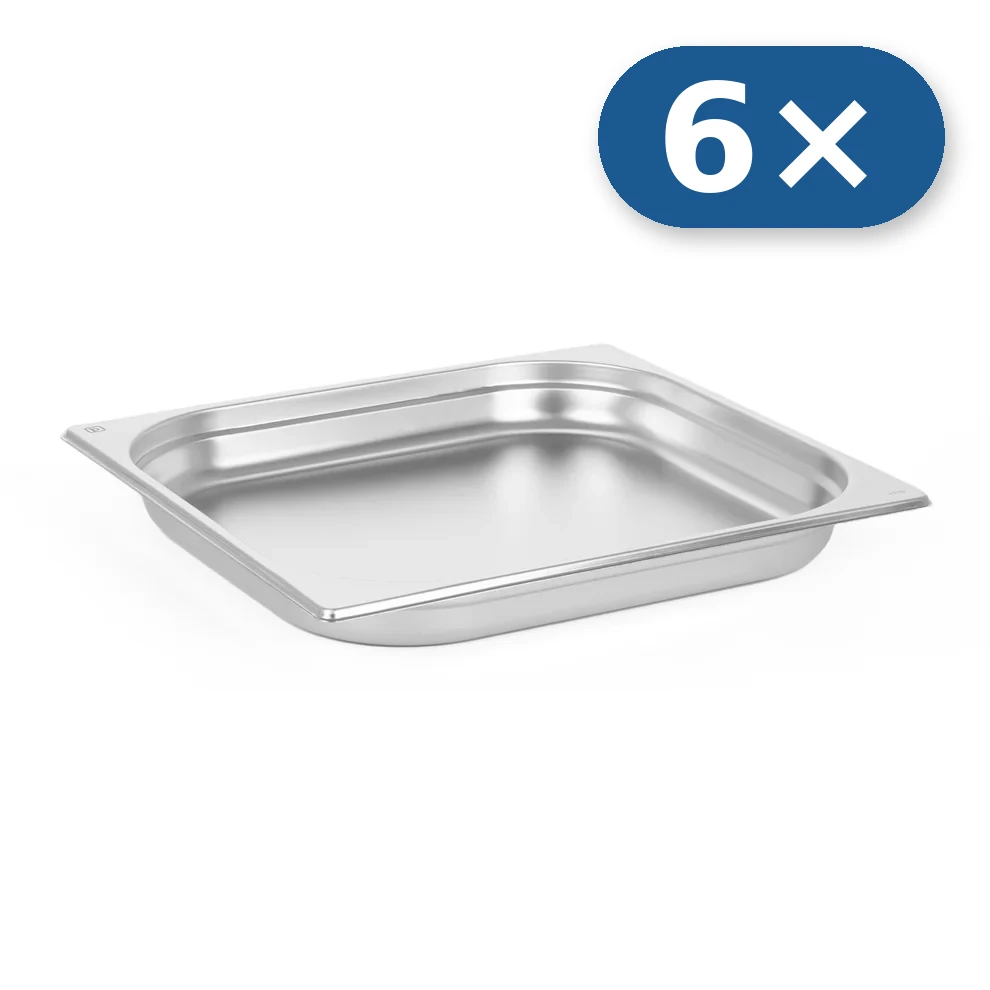 6× Stainless steel tray GN 2/3 40 mm for LEO-007